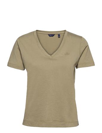 Original V-Neck Ss T-Shirt T-shirts & Tops Short-sleeved Khakigrön GANT