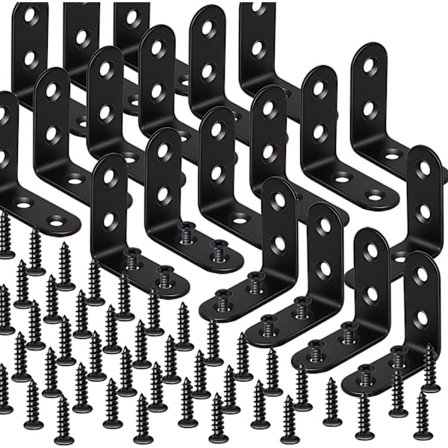 20 set svarta hörnfästen - 40x40mm rostfritt stål rätvinkliga stag L-formade metallfästen