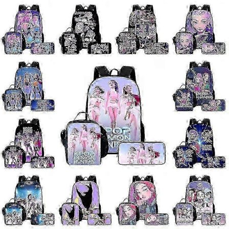 Kpop Demon Hunters Ryggsäck, Anime Skolväska med Lunchväska Pennfodral, Student Ryggsäck Set Miao7, Present till Barn Tonåringar Fans