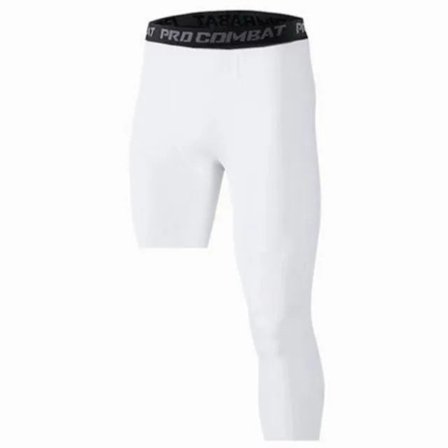 Treningstights Elastiske Fitness Kompresjonsbukser Sports Hurtigtørkende Bukser for Løping Kroppforming Hvit Venstre Lang Høyre Kort M