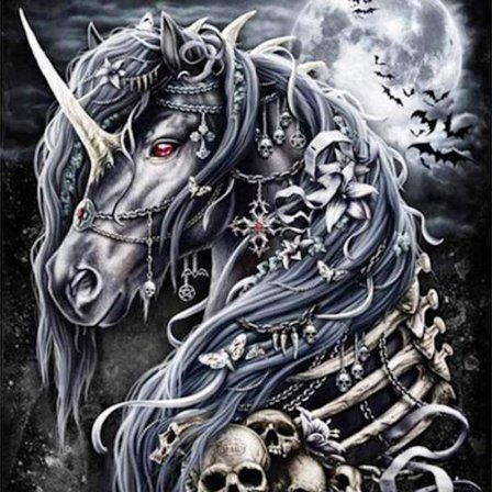 30 x 40 cm, svart enhjørning Diamond Painting Broderi Diamond Pai