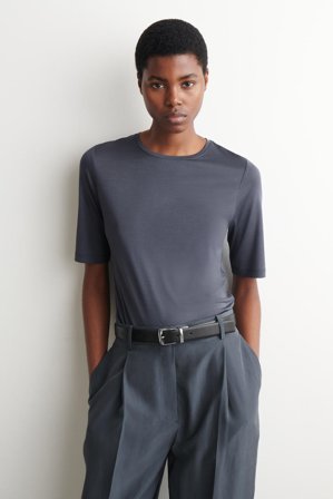 COS Frauen T-Shirt Aus Seiden-Jersey in Blau