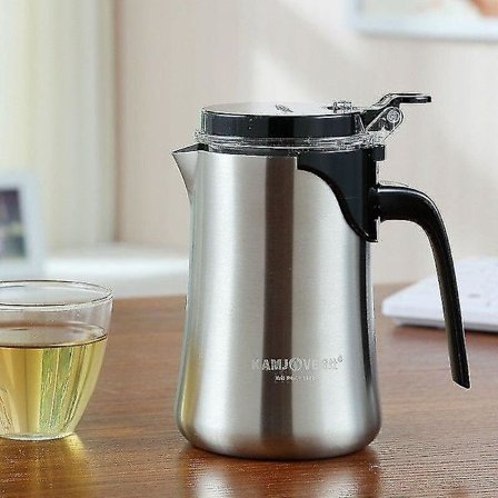 Reisetekanne i rustfritt stål, glasstekanne