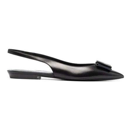 Saint Laurent, Flat Sandals Zwart, Dames, Maat:39 EU