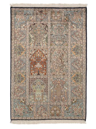 Tapis D'orient Cachemire Pure Soie 79X117 Marron/Orange (Soie, Inde)
