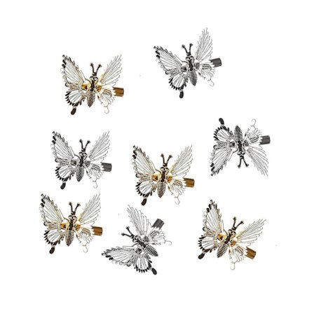 8 glitrende sommerfugl hårspenner dame hårtilbehør gave