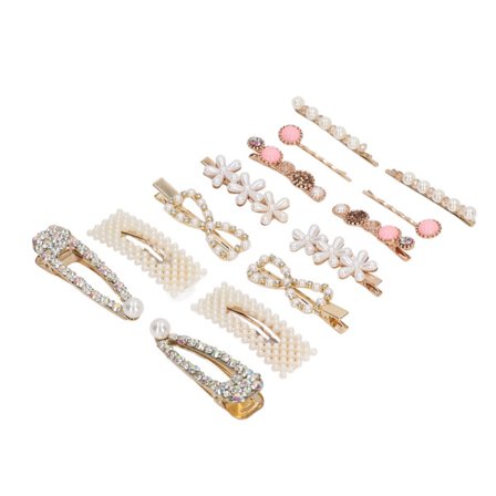 14 ST Simulation Pearls Hårklämma Elegant Slät yta Simulering Pearl Barrettes för kvinnor