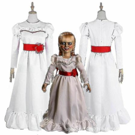 Finklänning Annabelle The Conjuring Doll Barn Vuxen Damkostym U Child 140CM