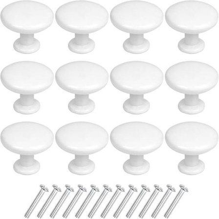 Sæt med 12 vintage dørhåndtag - Dørhåndtag i rustfrit stål - 30 mm - Rund vintageknop - Egnet til skabe, skuffer, køkkener, badeværelsesskabe