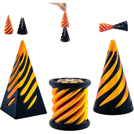 3 pakker, Spiral Cone Fidget Leke, Umulige kjegler passerer gjennom Umulig Pyramide for Avslapning, Bursdag for Voksne og Barn