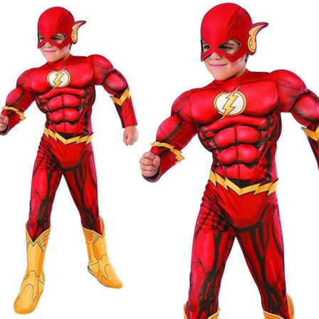 Børns The Flash Cosplay Kostume Superhelt Børns Udklædningsdragt S 110-120cm