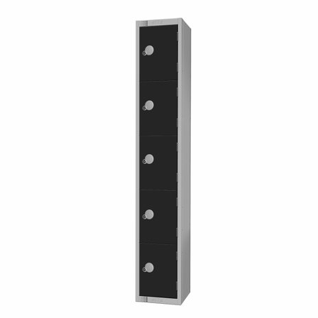 Elite locker, 5 door, 1800x300x300 mm, black