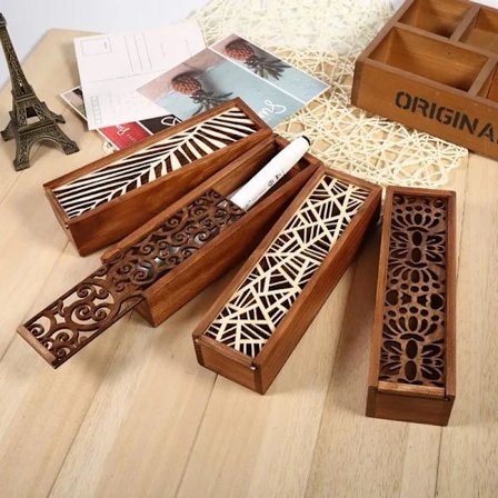 Wooden Jewelry Case Box Desktop Stationery Storage Organiser Makeup Jewelry Watch Earrings Necklace Use 4 Types