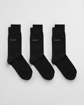 GANT Herren 3er-Pack Socken aus mercerisierter Baumwolle (40-42) Schwarz