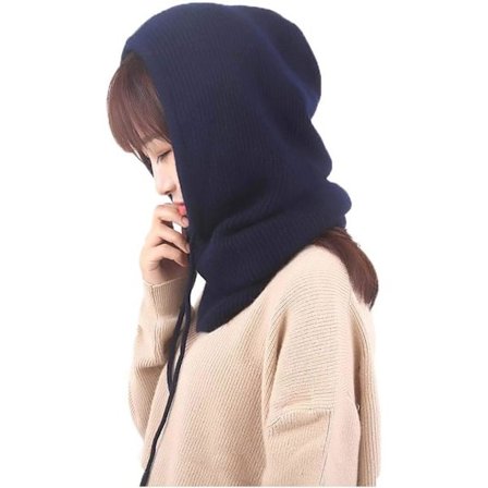 Dame Balaclava Hætte Hat Vinter Cashmere Strikket Hue Hat Ski Maske Ski Cap Udendørs (Nary)