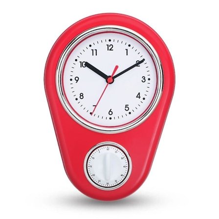 Veggklokker og timere - klokke med timerfunksjon rød