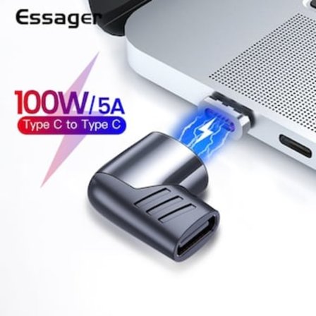100W/5A Magnetisk USB-C-adapter snabbladdning svart