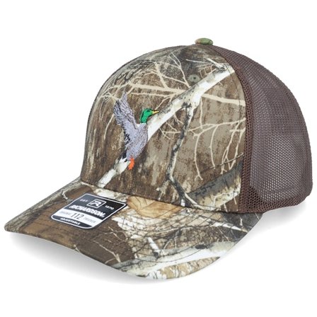 Wild Spirit - Camo trucker Cappellino - Mallard Duck Embroidery Realtree Edge/Brown A-Frame Trucker @ Hatstore