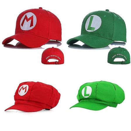 Super Marios Bros Tegneserie Hat Luigi Broderi Anime Figur Periferi Baseball Cap Skygge Solbeskyttelse Børn Cosplay Gaver [dB} Green Sailor cap