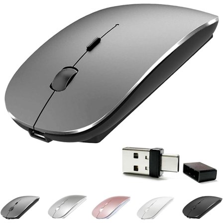Uppladdningsbar Bluetooth-mus/Bluetooth 3.0/5.2+USB-2.4G/Type-C, Bluetooth-mus för MacBook Pro/MacBook Air/Laptop/i