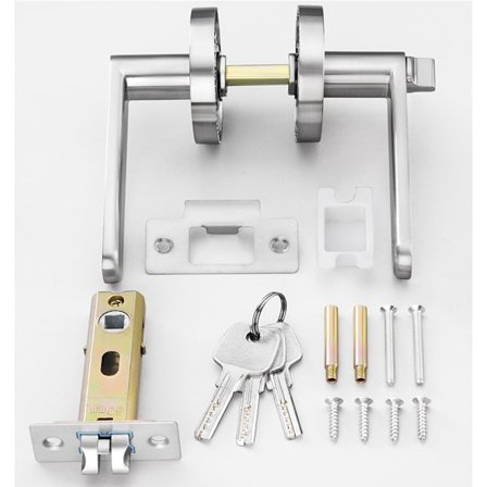 Dørhåndtak med lås, Dørvriderlås, Innvendig dørhåndtak med lås og nøkkel, Stille opplåsing, Rustsikker, 60mm