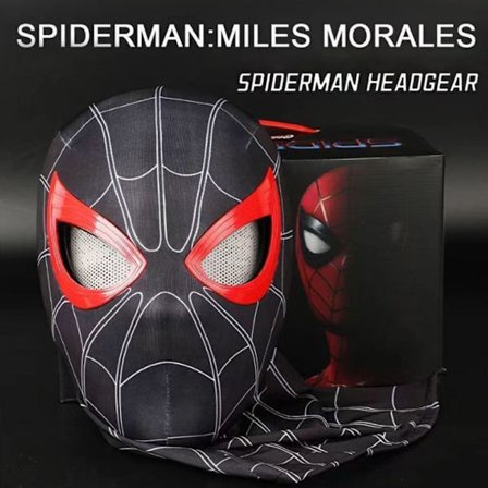 Spiderman Maske med Ring Fjernbetjening til Blinkende Øjne, Blinkende Øjne, Hjelm, Cosplay Fest, Halloween Maske Rekvisitter Miles pandebånd/kan 