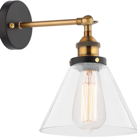 Industriell vegglampe E27 glassbelysning metall innendørs justerbar utblusset