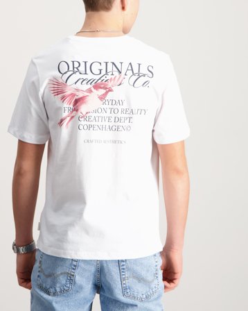 Jack & Jones JORCATSKILLS CUT OUT TEE CREW NECK JNR Hvid T-shirts Dreng - Kids Brand Store