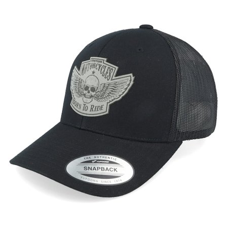 Born To Ride - Schwarz trucker Cap - Custom Motorcycles Grey Patch Black Trucker @ Hatstore