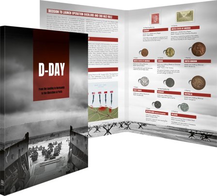Anden Verdenskrig - D-Dag - 8 mønter og 2 frimærker
