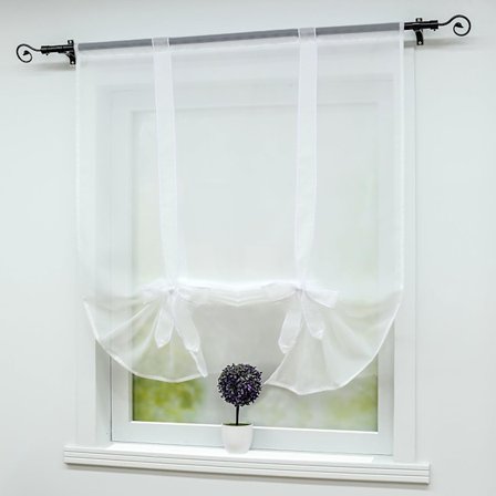 Romersk gardin med snor WxH60x140cm hvid, 2stk