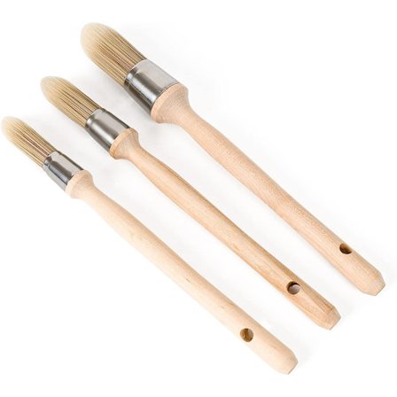 Trimningsverktyg för målning, 3-pack med 0,6 tum, 0,75 tum, 1 tum små målarpenslar för väggar, retuschering, kantmålning, rund målarpensel för 