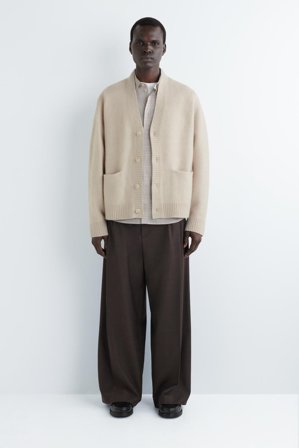 COS Homme Cardigan À Col En V En Laine Brossée in Beige