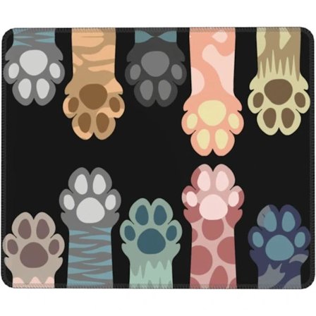 【PP】Söt Färgglad Katt Tassar Fyrkantig Söt Musmatta, Musmattor För Trådlös Mus Skrivbordstillbehör, 30x25cm Resemusmatta Med Halkskydd