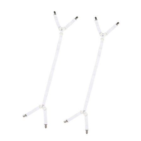 Hvite 2 stk. Justerbare Sengetøystropper Kryssbånd Stropper Grippere Madrass Dyne Z41627