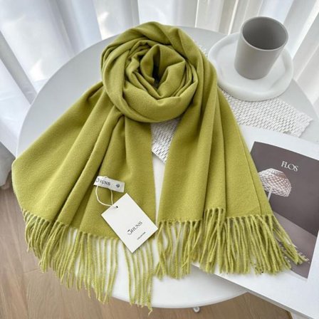 Enfärgad cashmere scarf sjal dam vinter exklusiv mångsidig 250g höst och vinter ny varm scarf