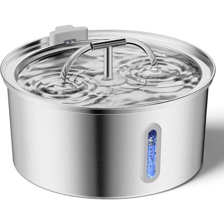 Vesiautomaatti vesinäytöllä, 4L Ruostumaton teräs Kissalähde – Hiljainen pumppu, 2 veden virtaustilaa