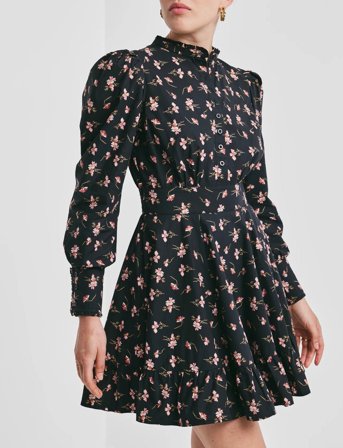 by Ti Mo Poplin Mini Dress - Black - L