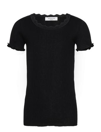 Silk T-Shirt W/ Lace Black Rosemunde Kids