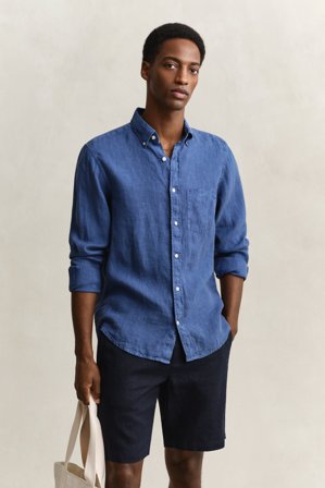 GANT Herren Leinenhemd (L) Blau