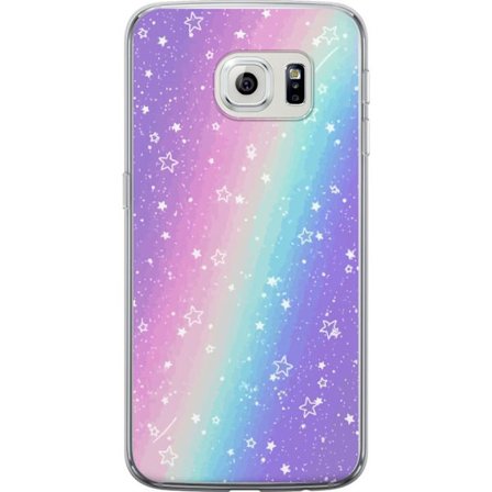 Kompatibel Mobilcover til Samsung Galaxy S6 edge Rainbow-farvet pastelbaggrund med hvide stjerner og glitrende prikker i blød overgang