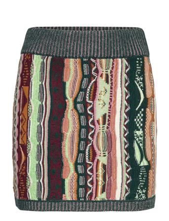 Lula Coogi Knit Skirt Patterned Wood Wood