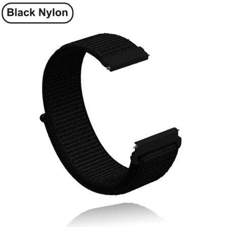 18mm 20mm 22mm Nylonreim for Garmin Vivoactive 3 4 4s Venu 2 2s SQ Forerunner 645 Armbånd Nylon - Svart Nylon