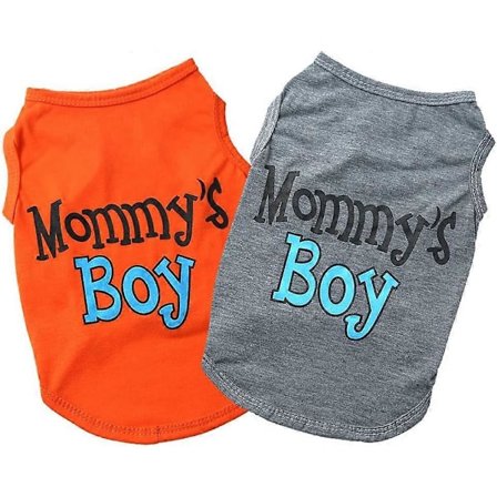2-pack valp-tröjor Pojkar Sommar Hundkläder Valp Tröjor Chihuahua Yorkie Män Söt Hundväst Husdjur Kläder Katt Kläder (Stor, Grå + Orange)