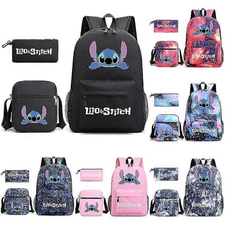 High Quality Lilo And Stitch Backpack 3pcs Set Kids School Bag Shoulder Bag Pencil Case Gift