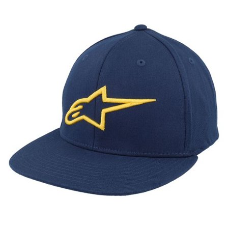 Alpinestars - Blå fitted Keps - Ageless Flat Hat Navy/Gold Fitted @ Hatstore