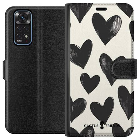 Kompatibelt Lommeboketui til Xiaomi Xiaomi Redmi Note 11 Cactus and Friends - Bold Black Love Pattern