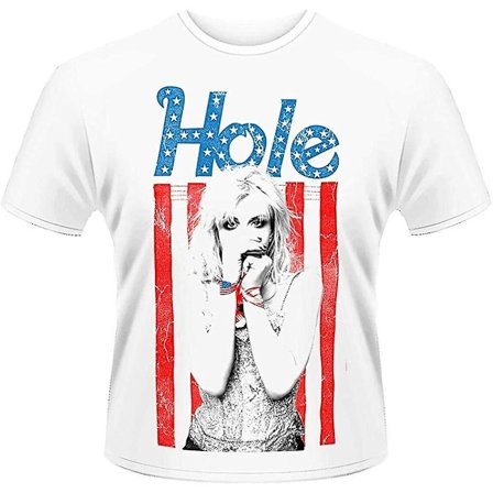 Hole 'courtney Love Flag Photo' T-shirt Hvid - voksen, 3xl