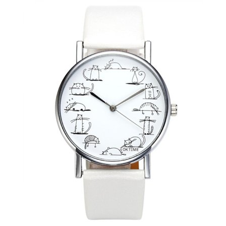 Mode Söt Cartoon Katt Armbandsur Kvinnors Analog Kvartsur