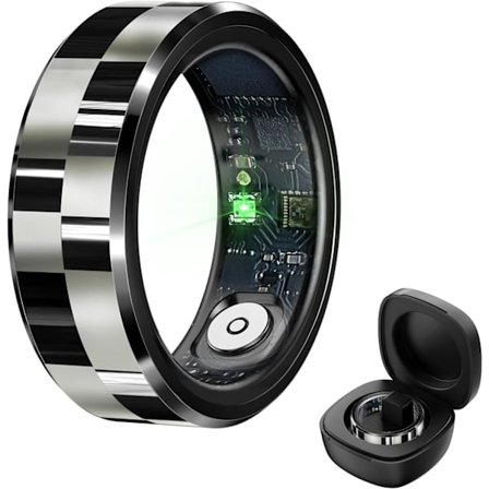 2025 Senaste Modellen Smart Ring för Män/Kvinnor, Smartringar med Kalorier/Puls/Blodsyre/Sömnövervakning, Ingen Prenumerationsavgift, 5ATM Wa